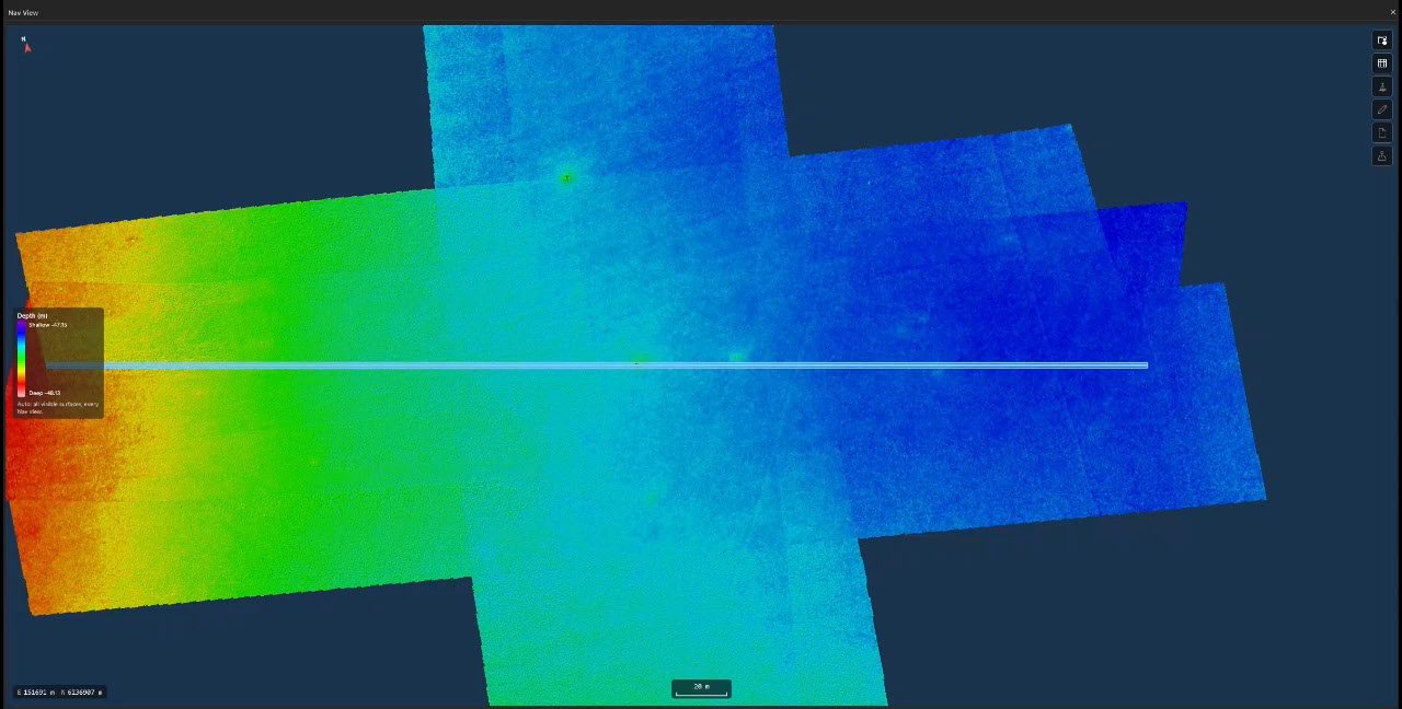 Processing showing a gridded multibeam mosaic